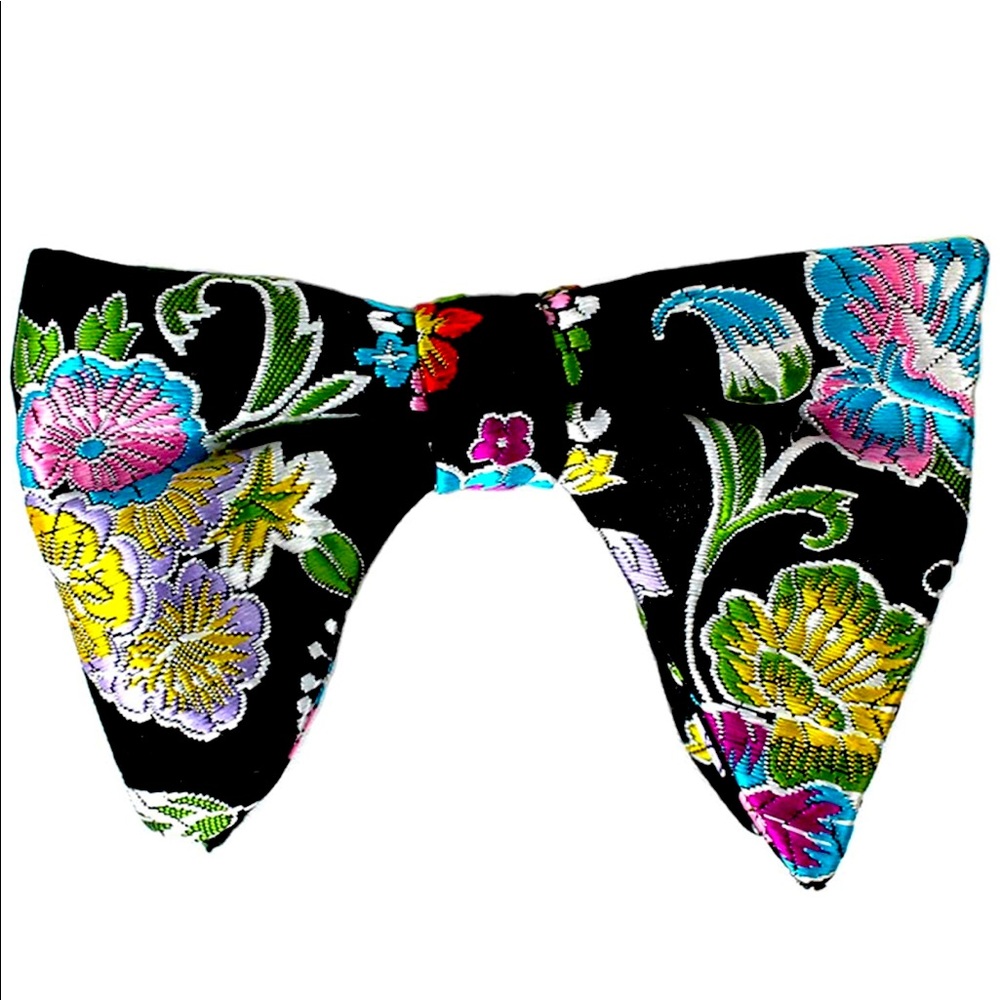 Black floral bow tie